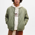 Quilted Bomber Jacket With Ribbed Trims