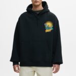 Black Hoodie With Contrast Graphic